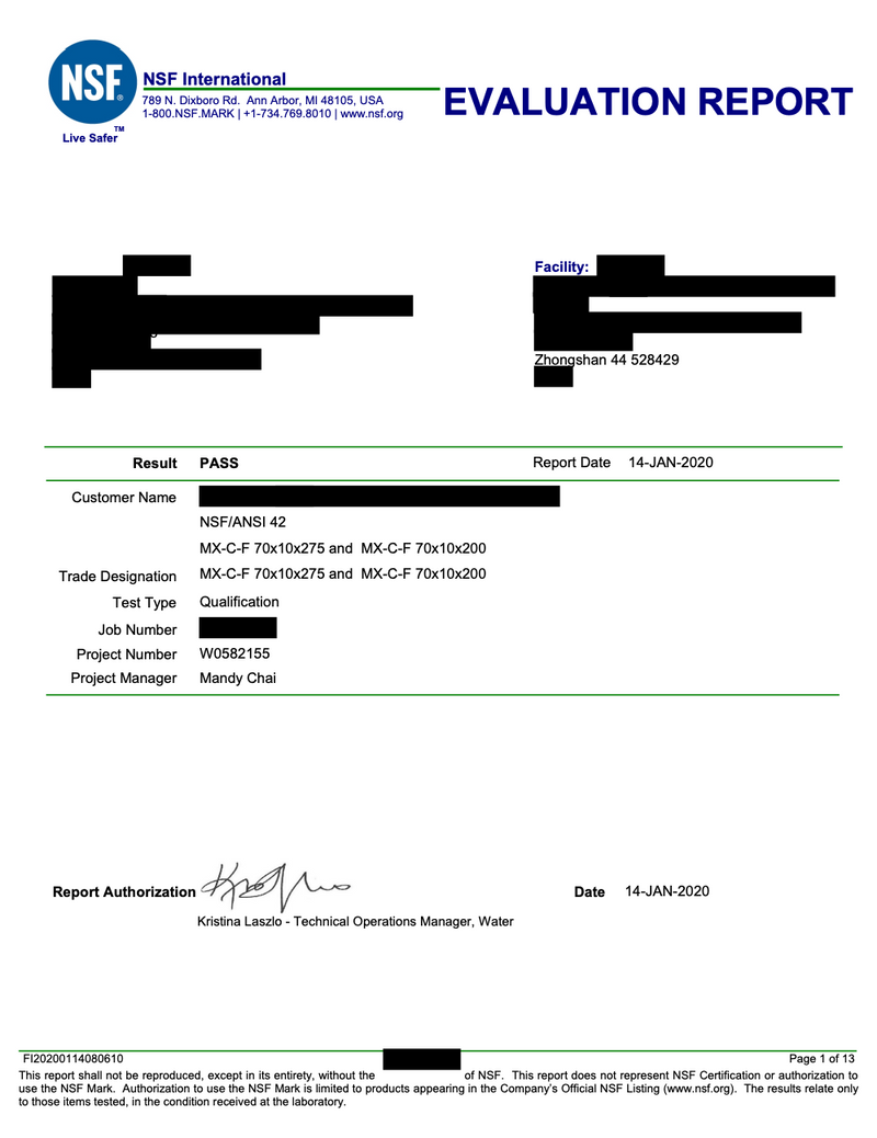Informe de prueba NSF